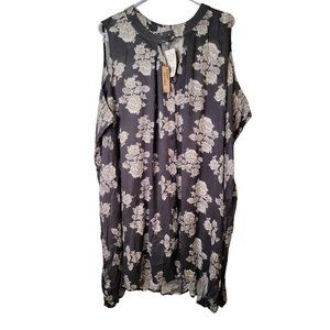 Hippie Laundry New Size 3X Womens Tunic Dress Rayon Gray Floral Sleeveless NWT